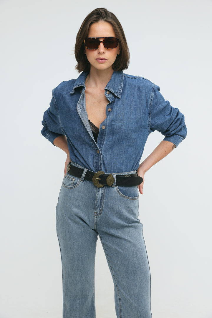 Leo Blue Denim Buttoned Shirt