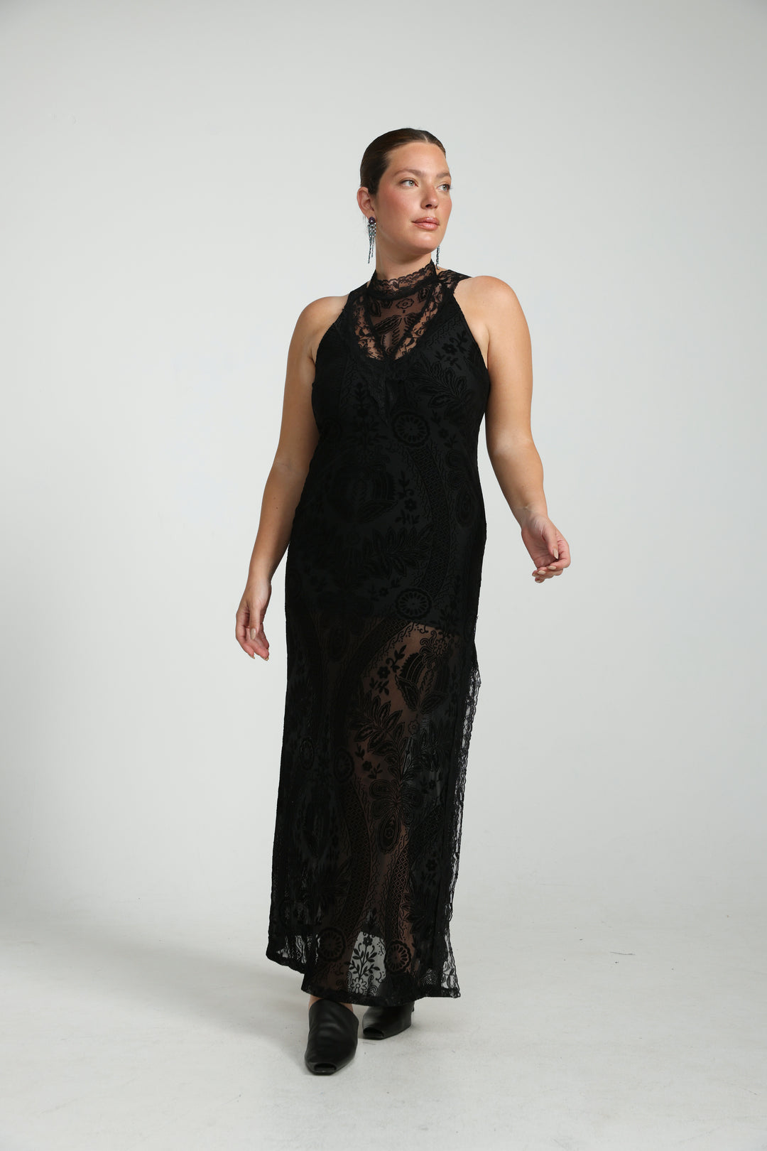 Velvet Burnout Black Dress