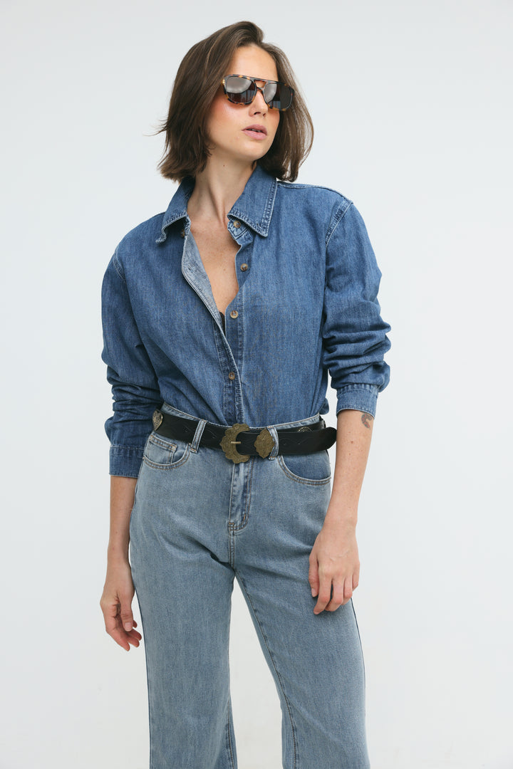 Leo Blue Denim Buttoned Shirt
