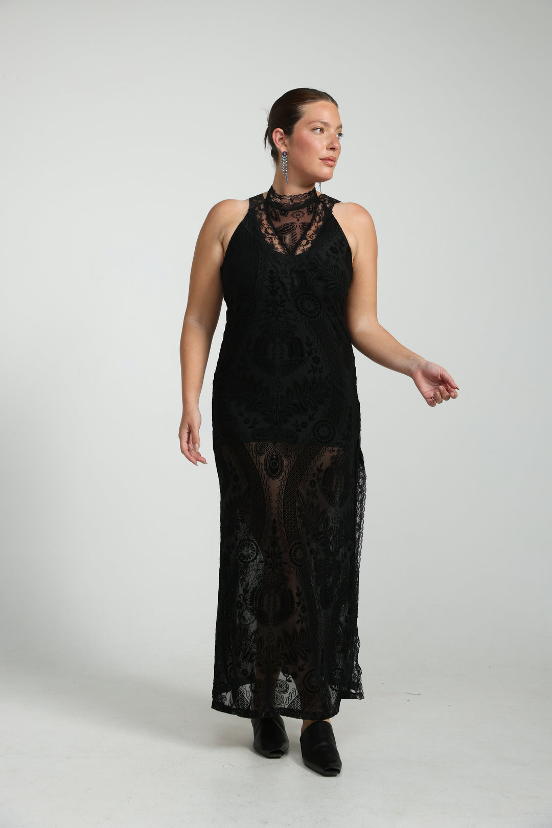 Velvet Burnout Black Dress