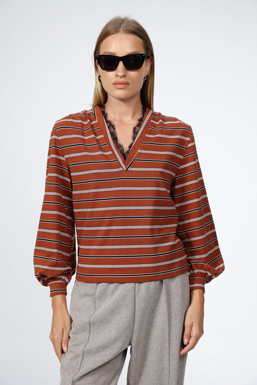 Marry Brown Striped Shirt