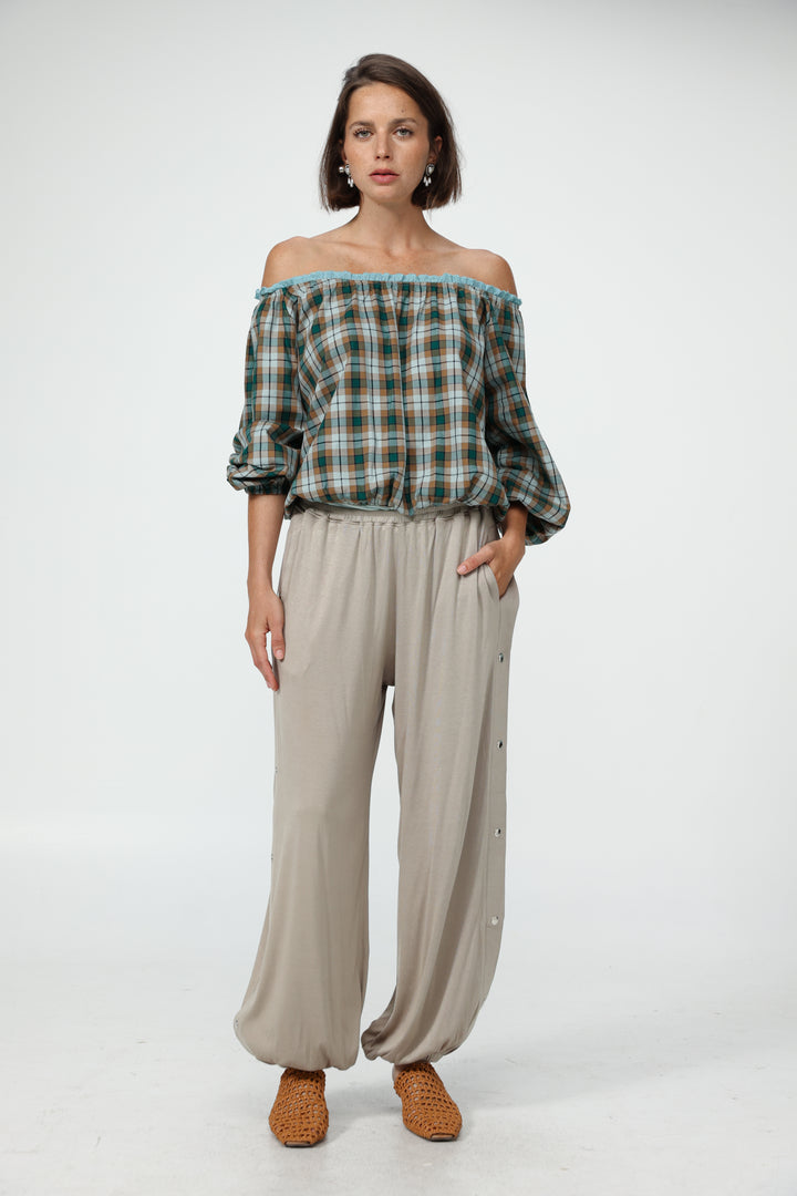 Plaid Off-Shoulder Bodysuit