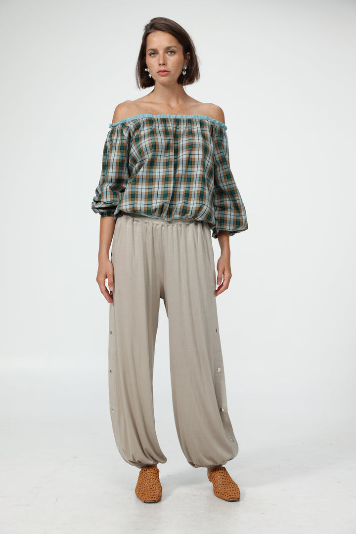 Plaid Off-Shoulder Bodysuit