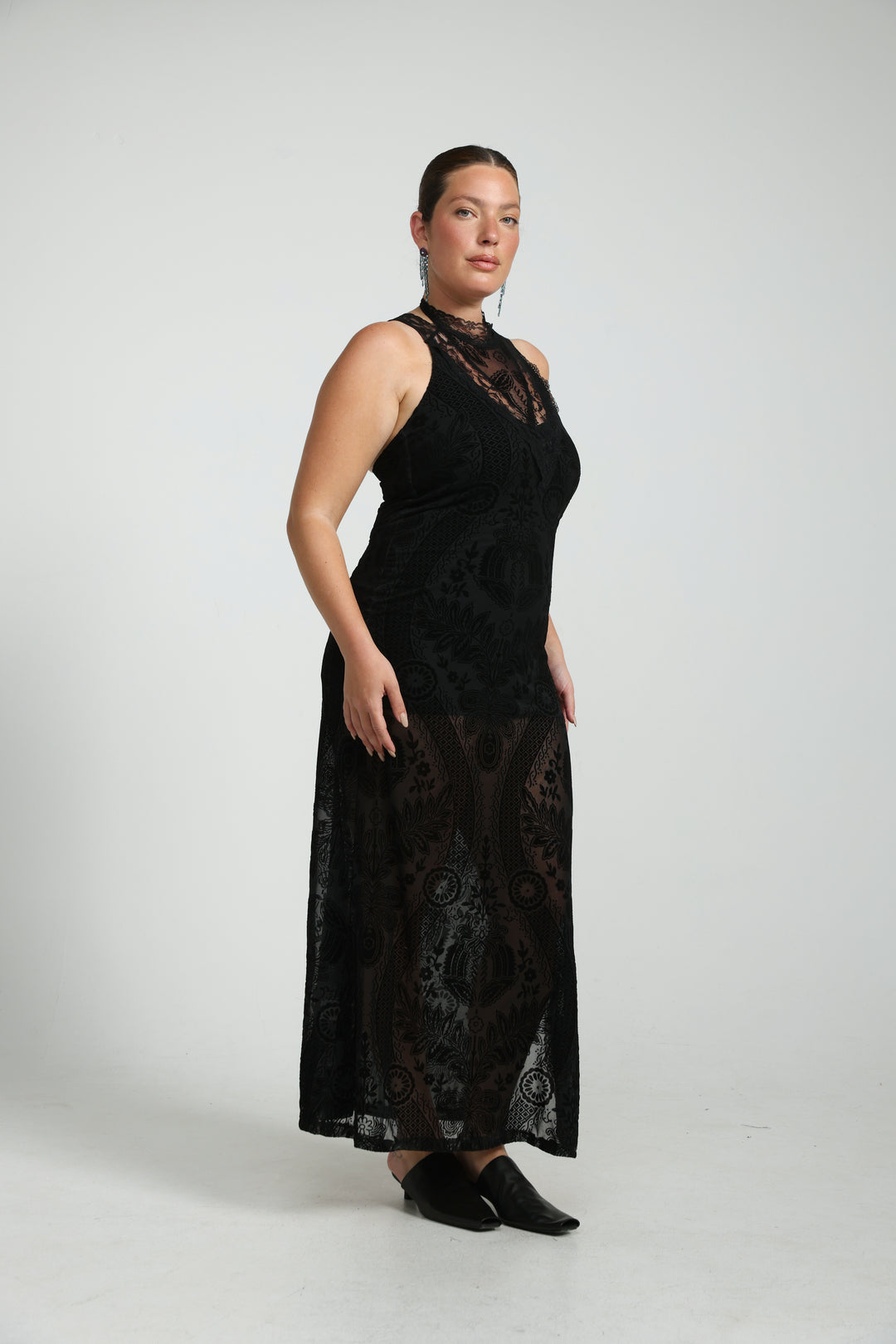 Velvet Burnout Black Dress