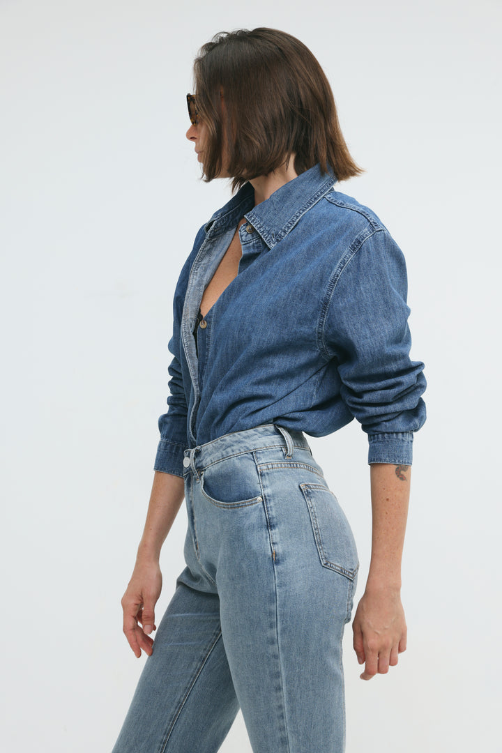 Leo Blue Denim Buttoned Shirt