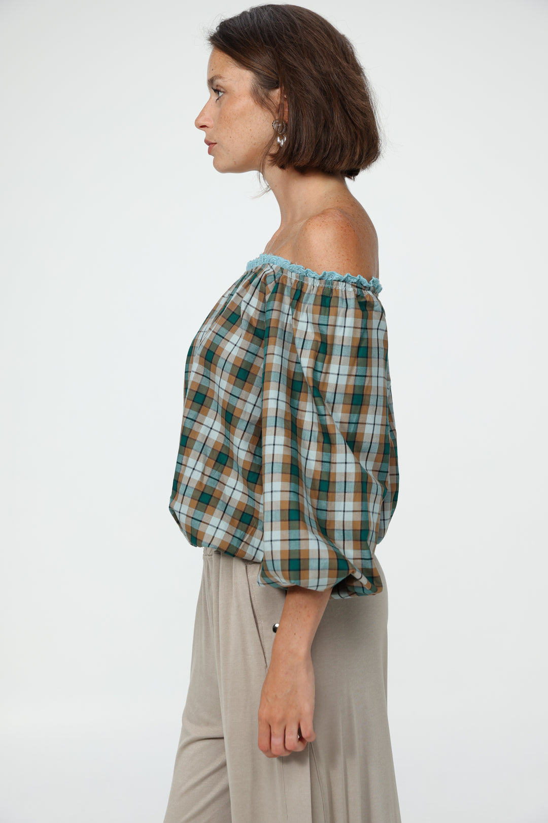 Plaid Off-Shoulder Bodysuit