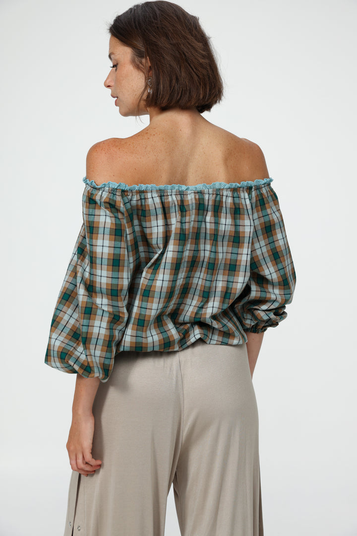 Plaid Off-Shoulder Bodysuit