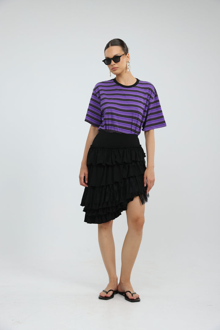 Asymmetric Black Mini Skirt