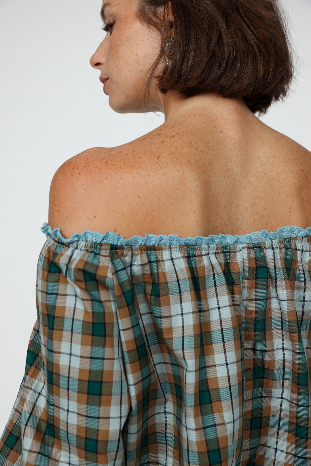 Plaid Off-Shoulder Bodysuit