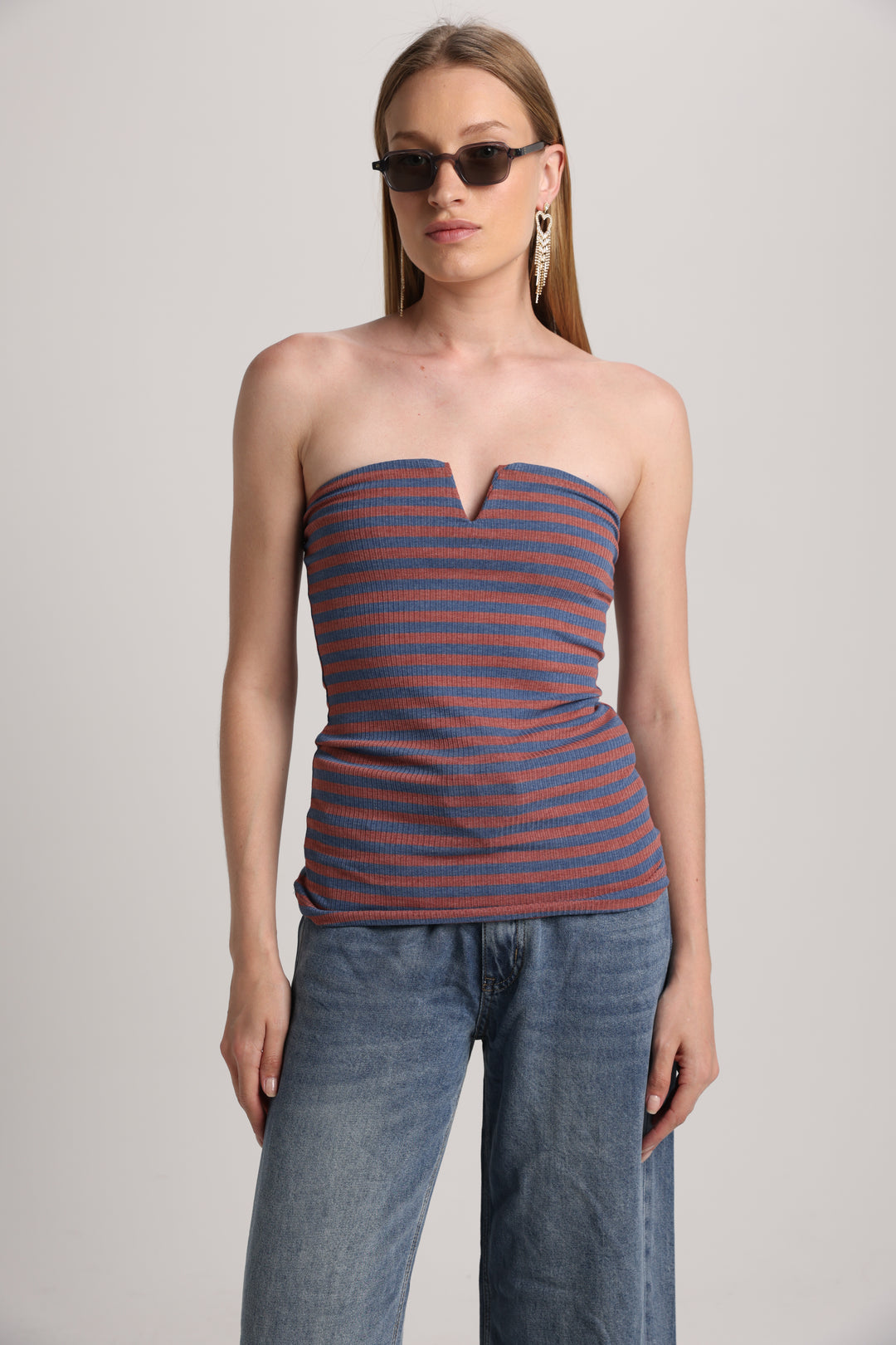 Fantasy Navy Stripes V Top