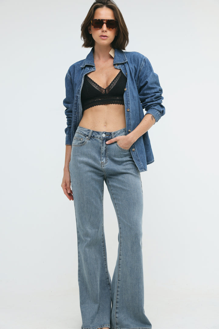 Leo Blue Denim Buttoned Shirt