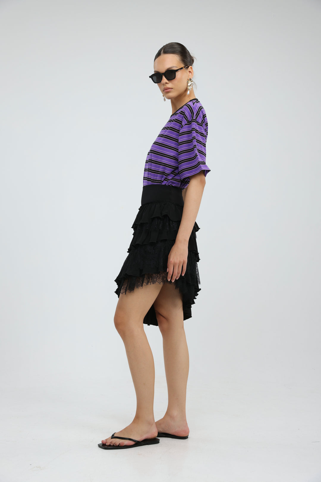 Asymmetric Black Mini Skirt