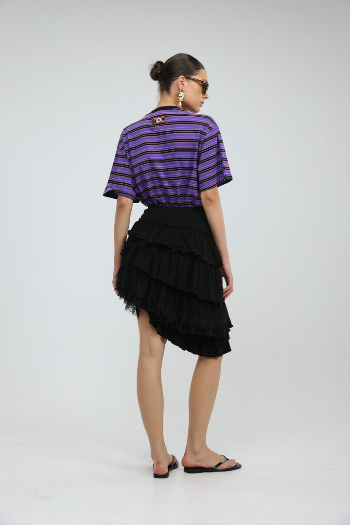 Asymmetric Black Mini Skirt