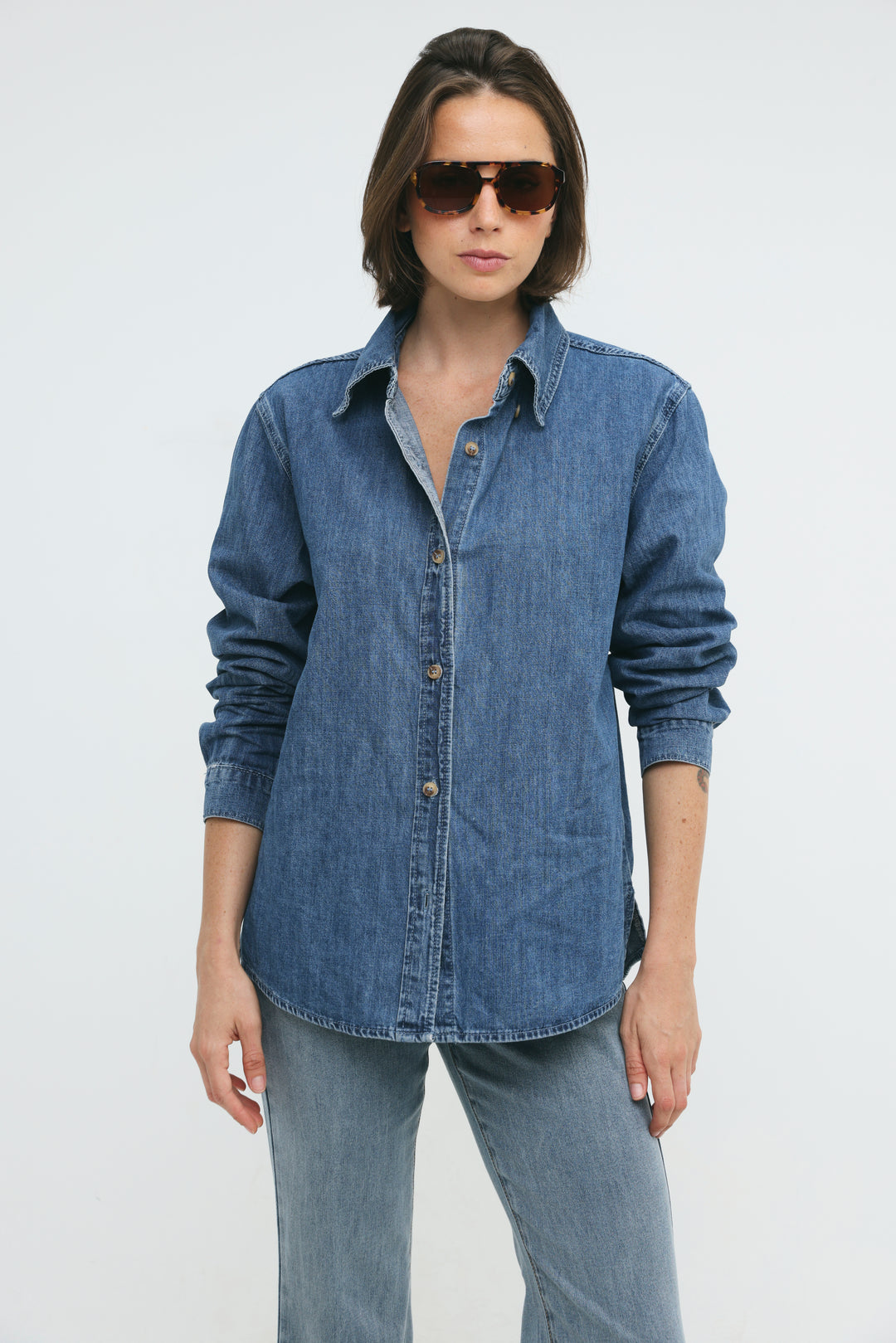 Leo Blue Denim Buttoned Shirt