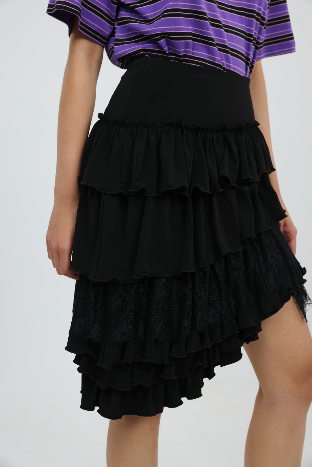 Asymmetric Black Mini Skirt