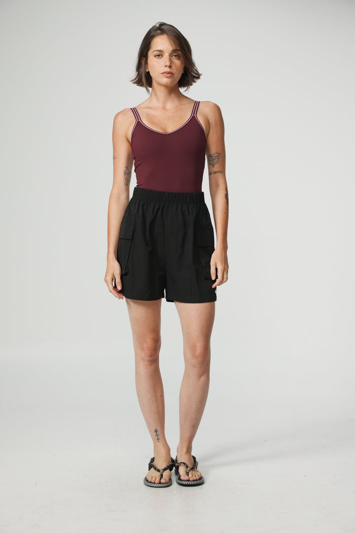 Black Nylon Cargo Shorts