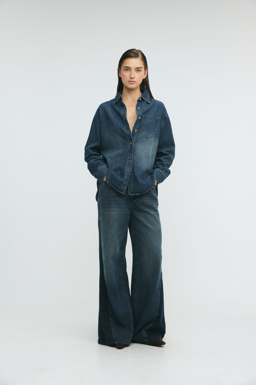 Honey Dark Blue Denim Shirt