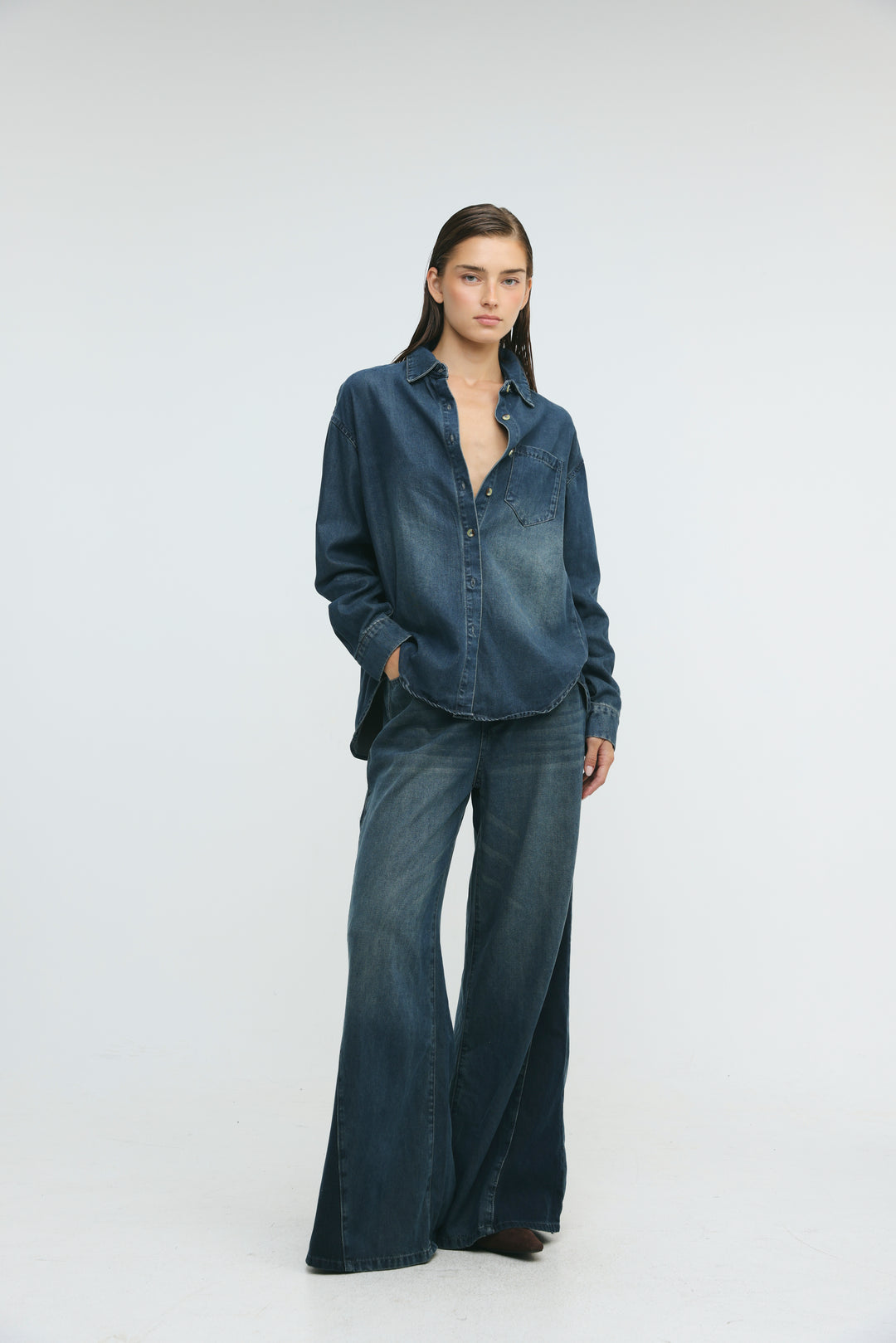 Honey Dark Blue Denim Shirt