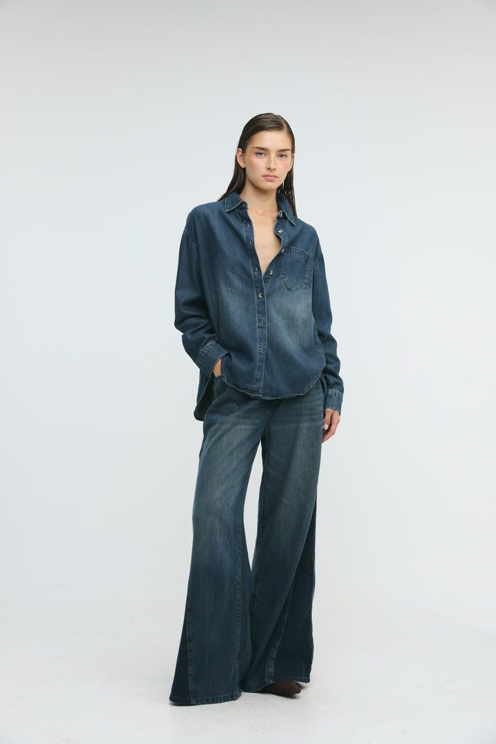 Honey Dark Blue Denim Shirt