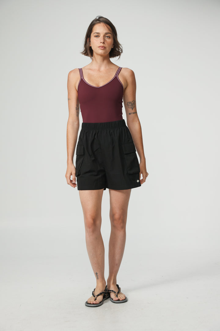 Black Nylon Cargo Shorts