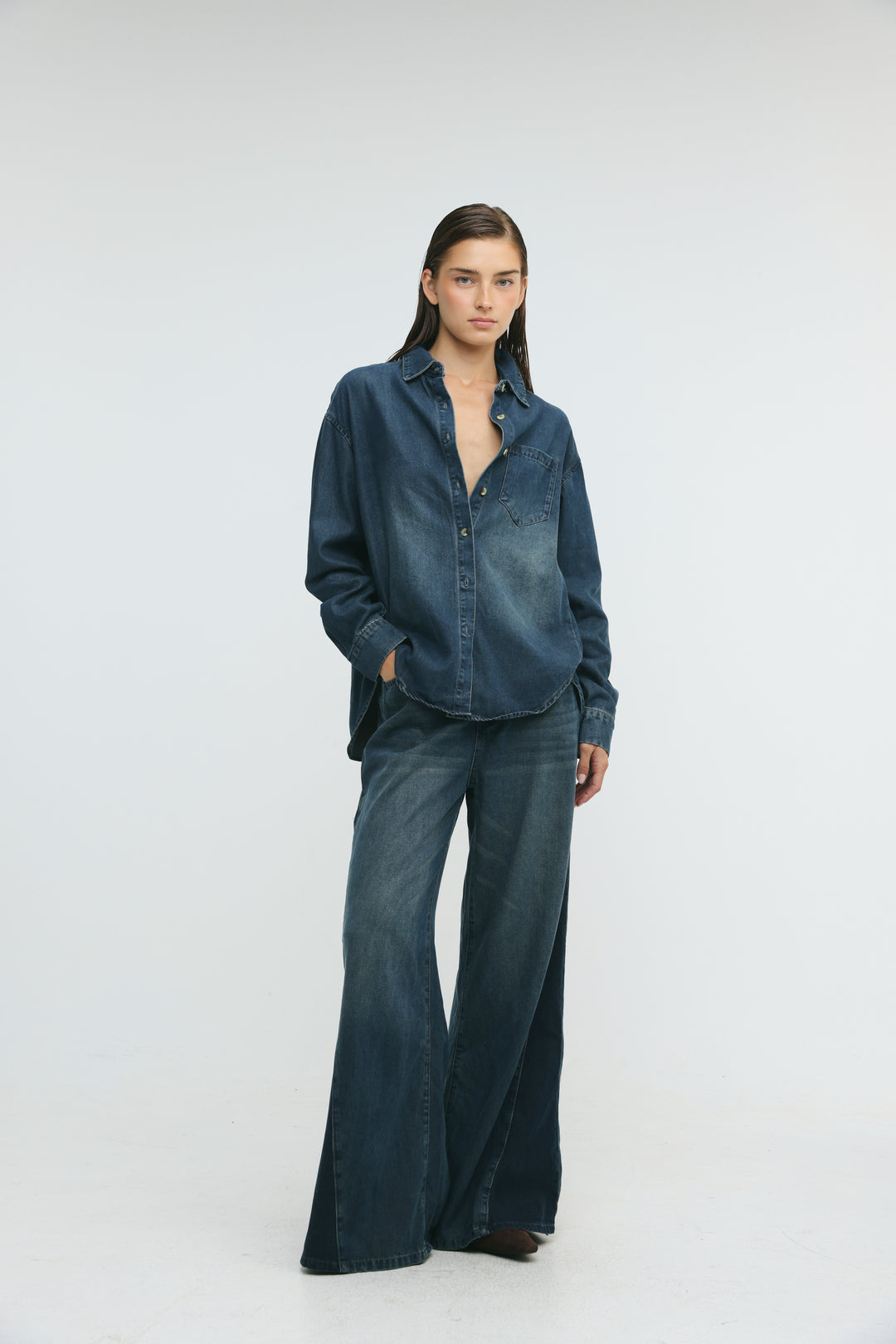 Honey Dark Blue Denim Shirt