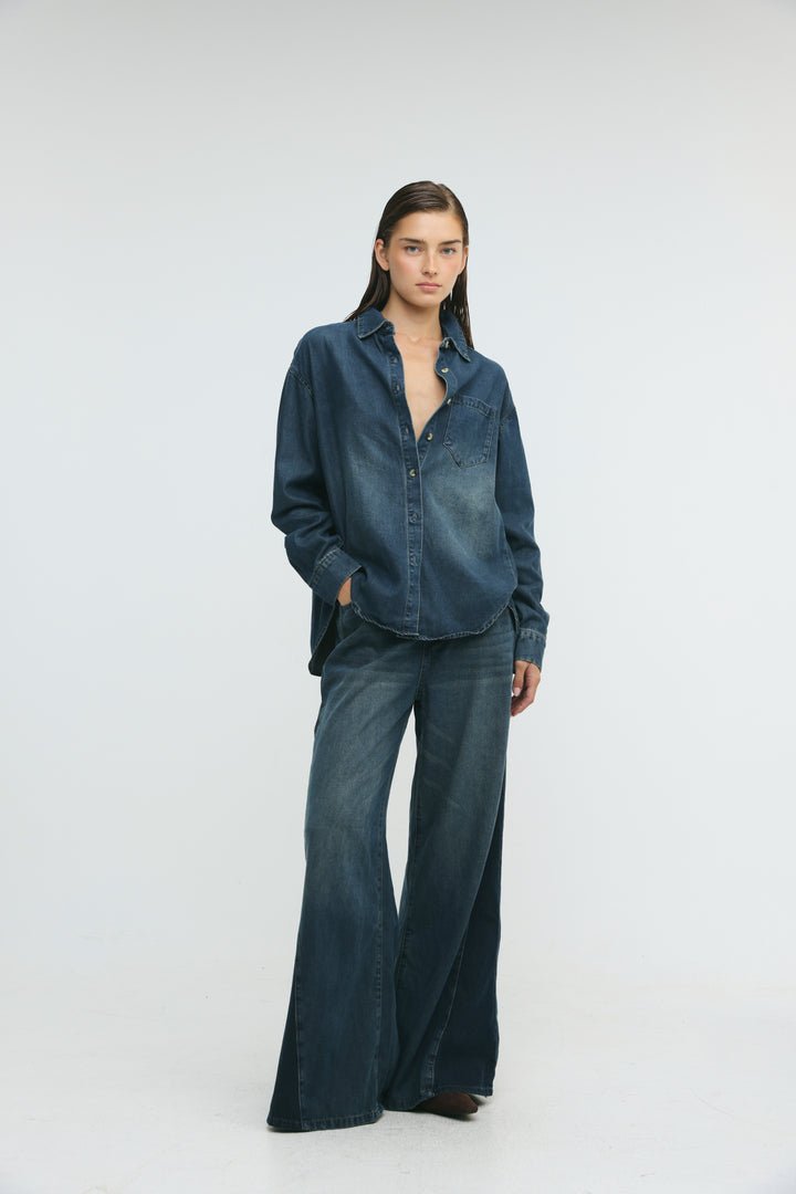 Honey Dark Blue Denim Shirt