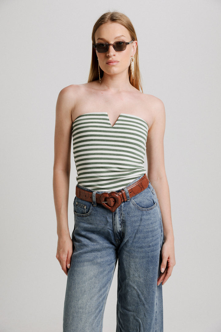 Fantasy Green Stripes V Top