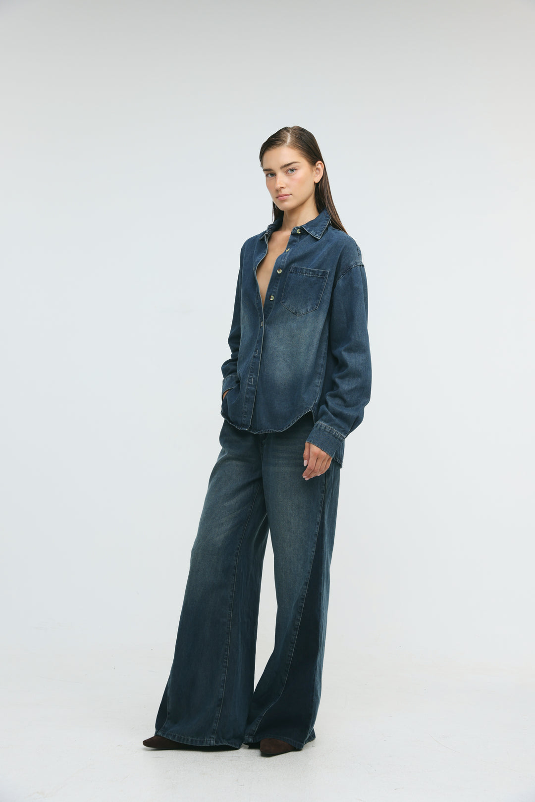 Honey Dark Blue Denim Shirt