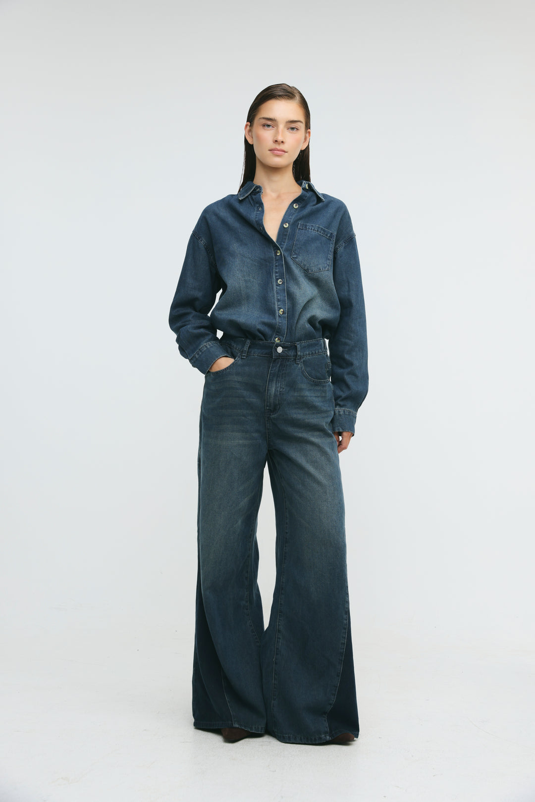 Honey Dark Blue Panel Denim