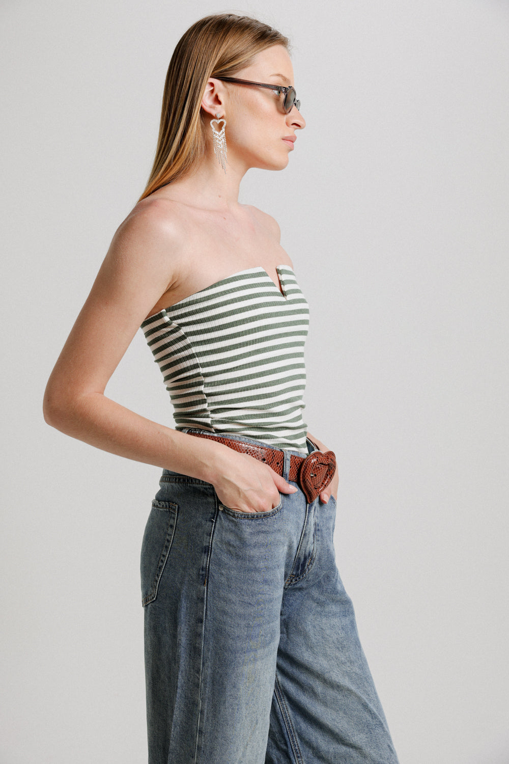 Fantasy Green Stripes V Top