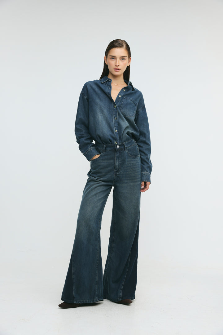 Honey Dark Blue Panel Denim
