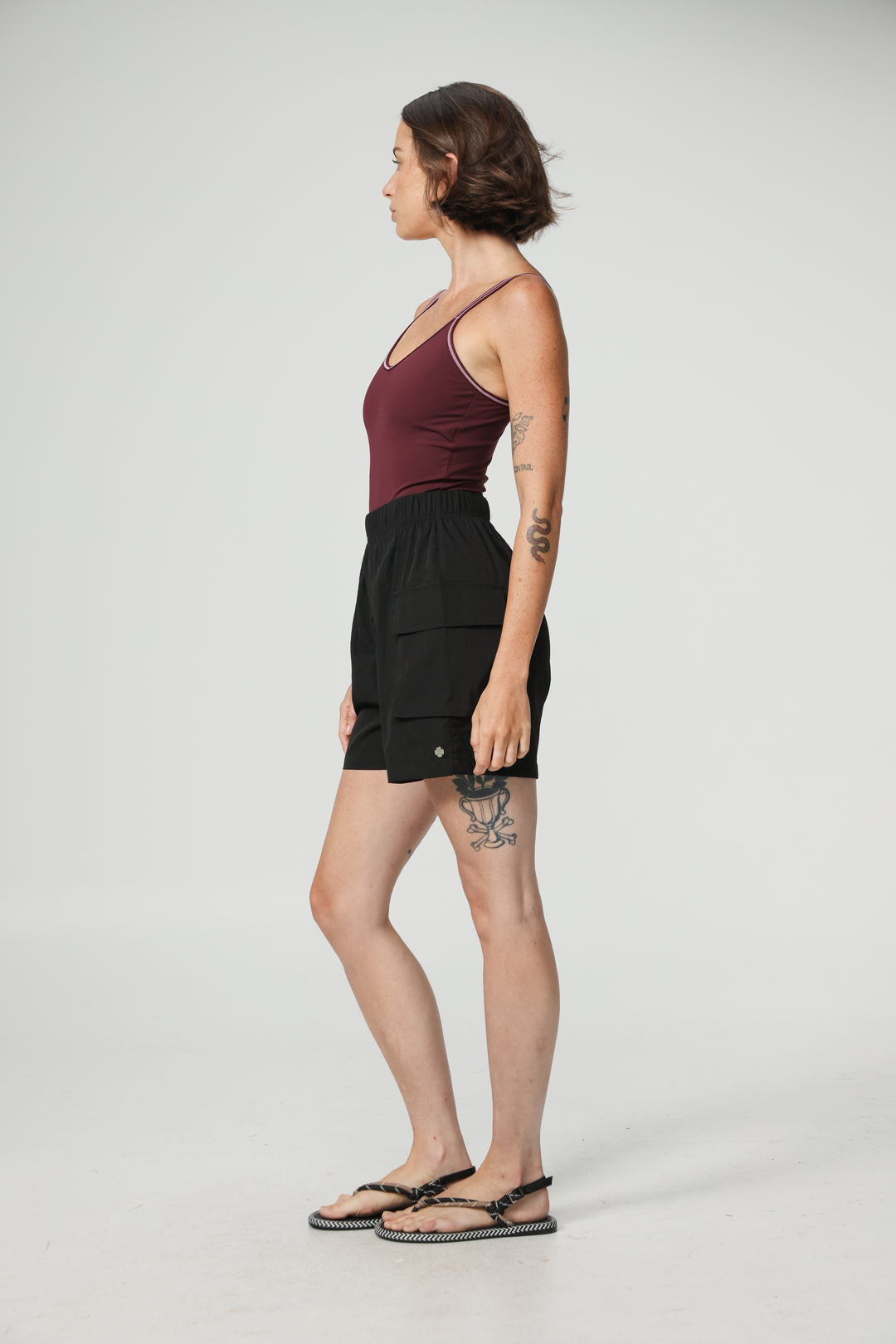 Black Nylon Cargo Shorts