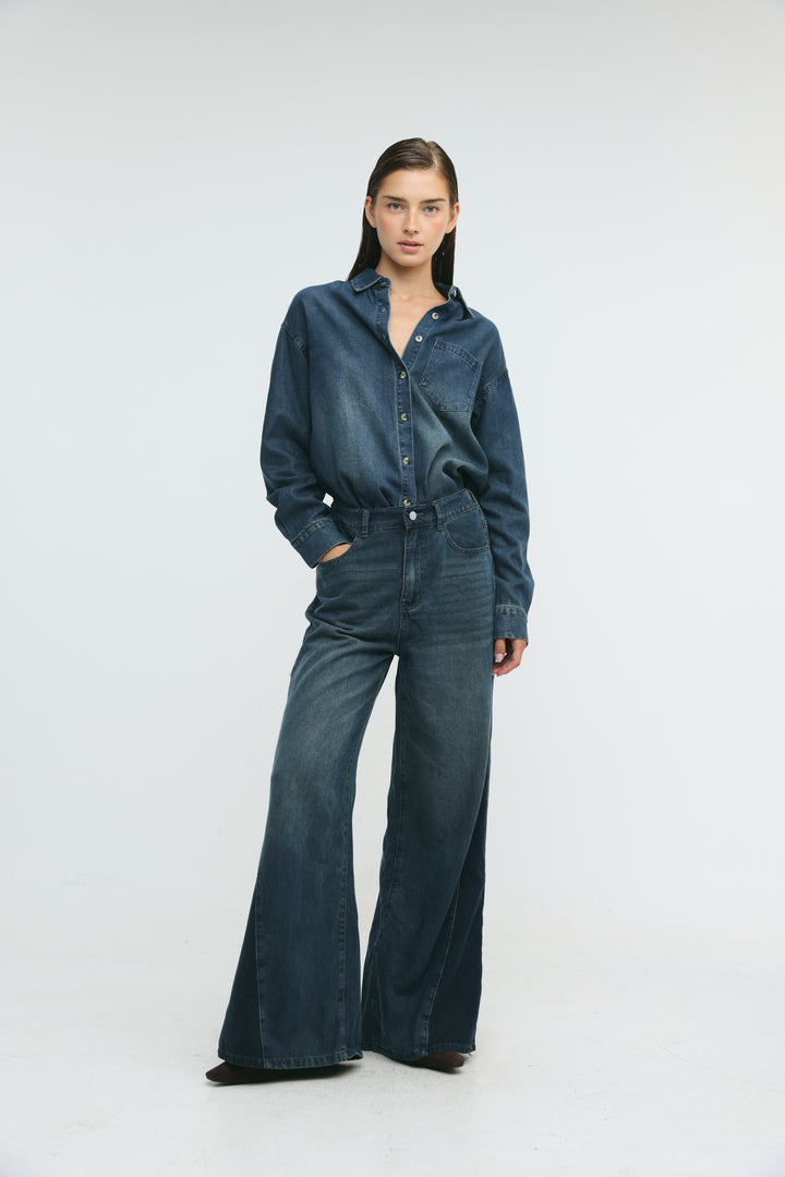 Honey Dark Blue Panel Denim