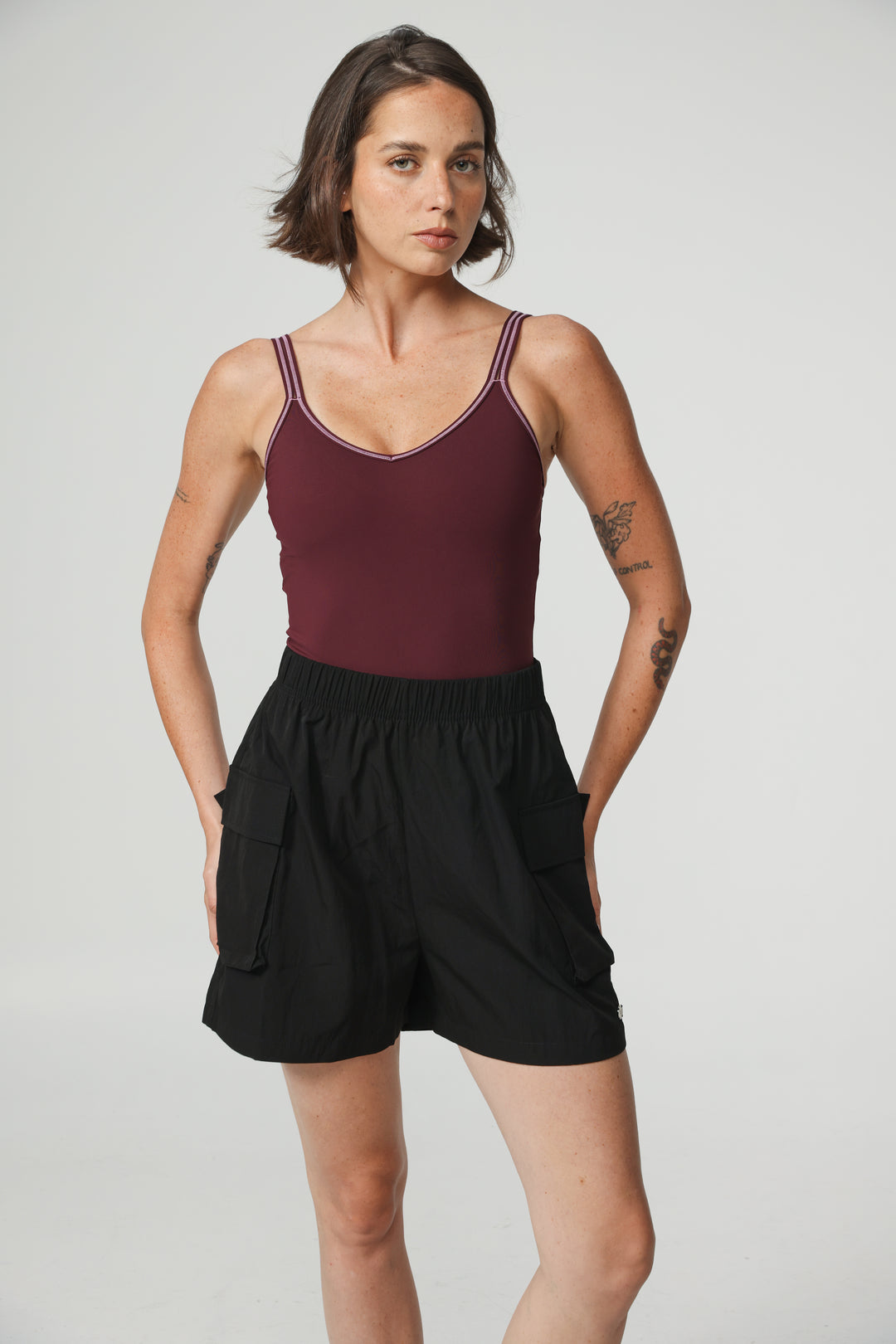 Black Nylon Cargo Shorts