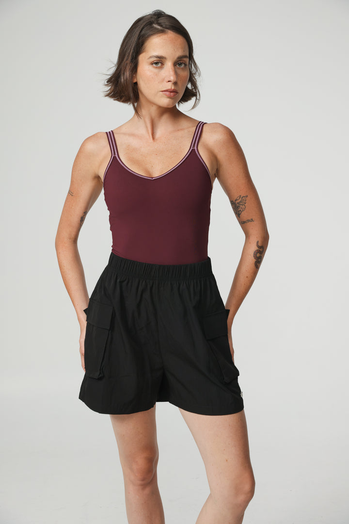 Black Nylon Cargo Shorts