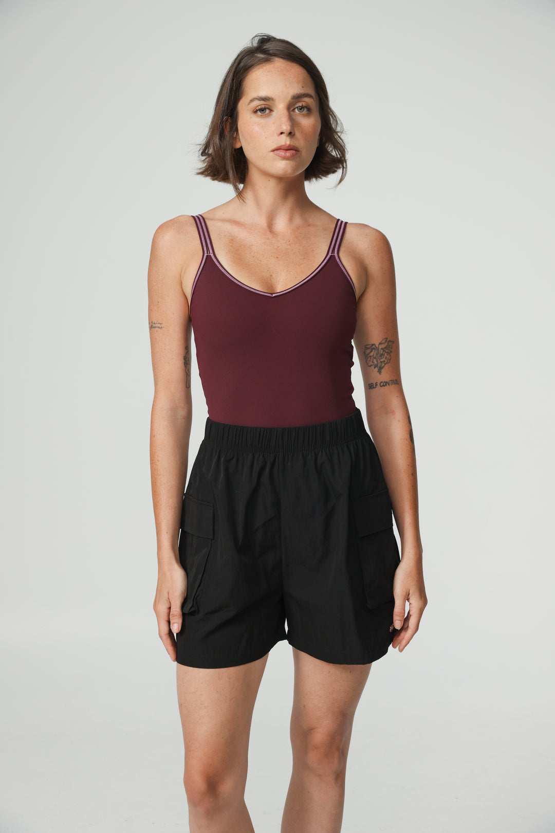 Black Nylon Cargo Shorts