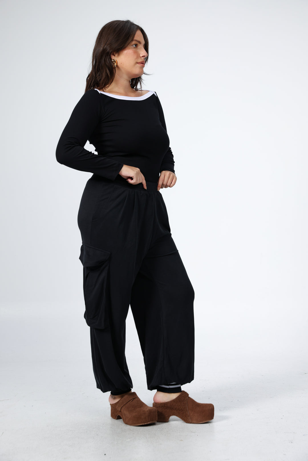 Still Black Off Shoulder Shirt