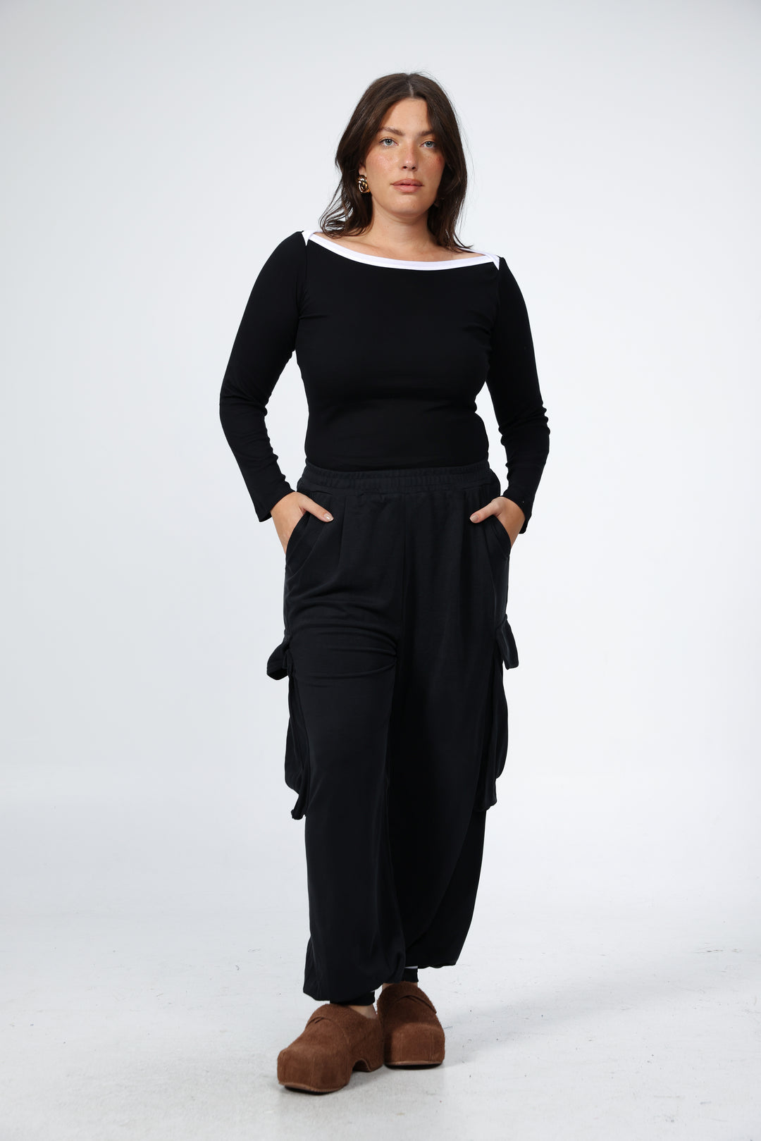Still Black Off Shoulder Shirt