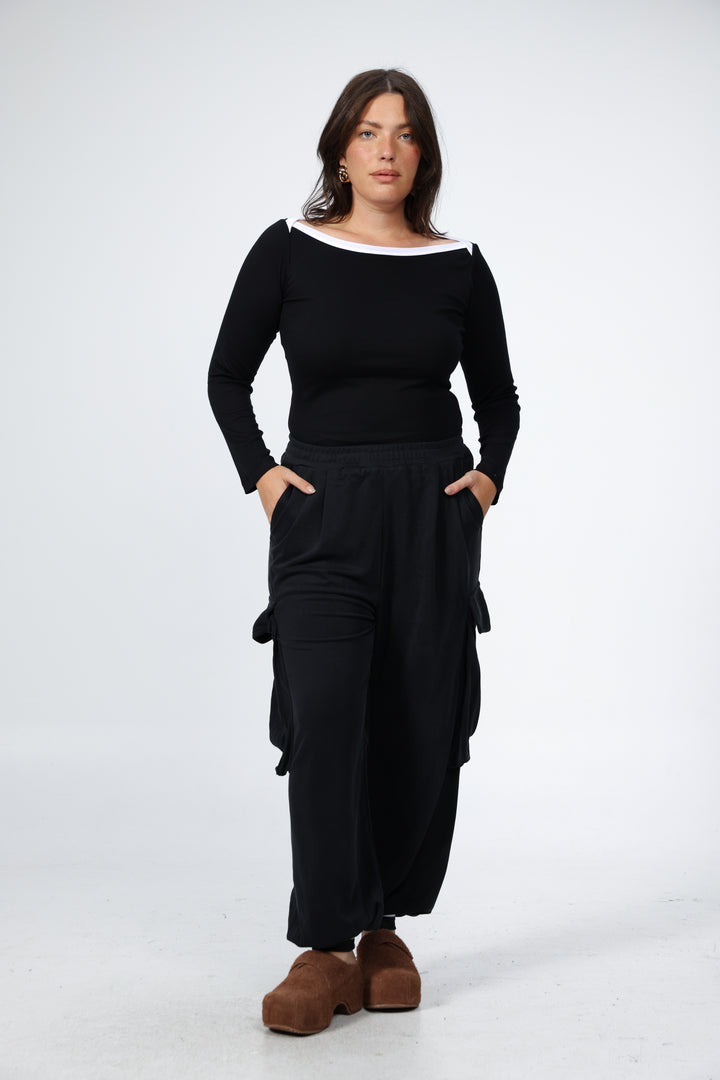 Still Black Off Shoulder Shirt