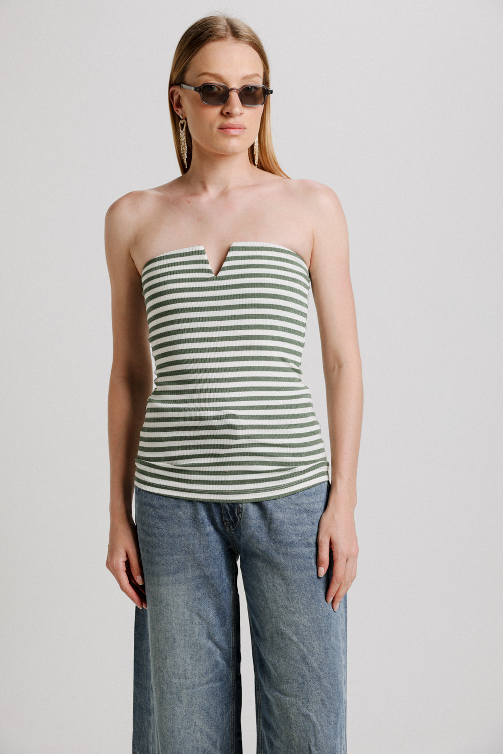 Fantasy Green Stripes V Top