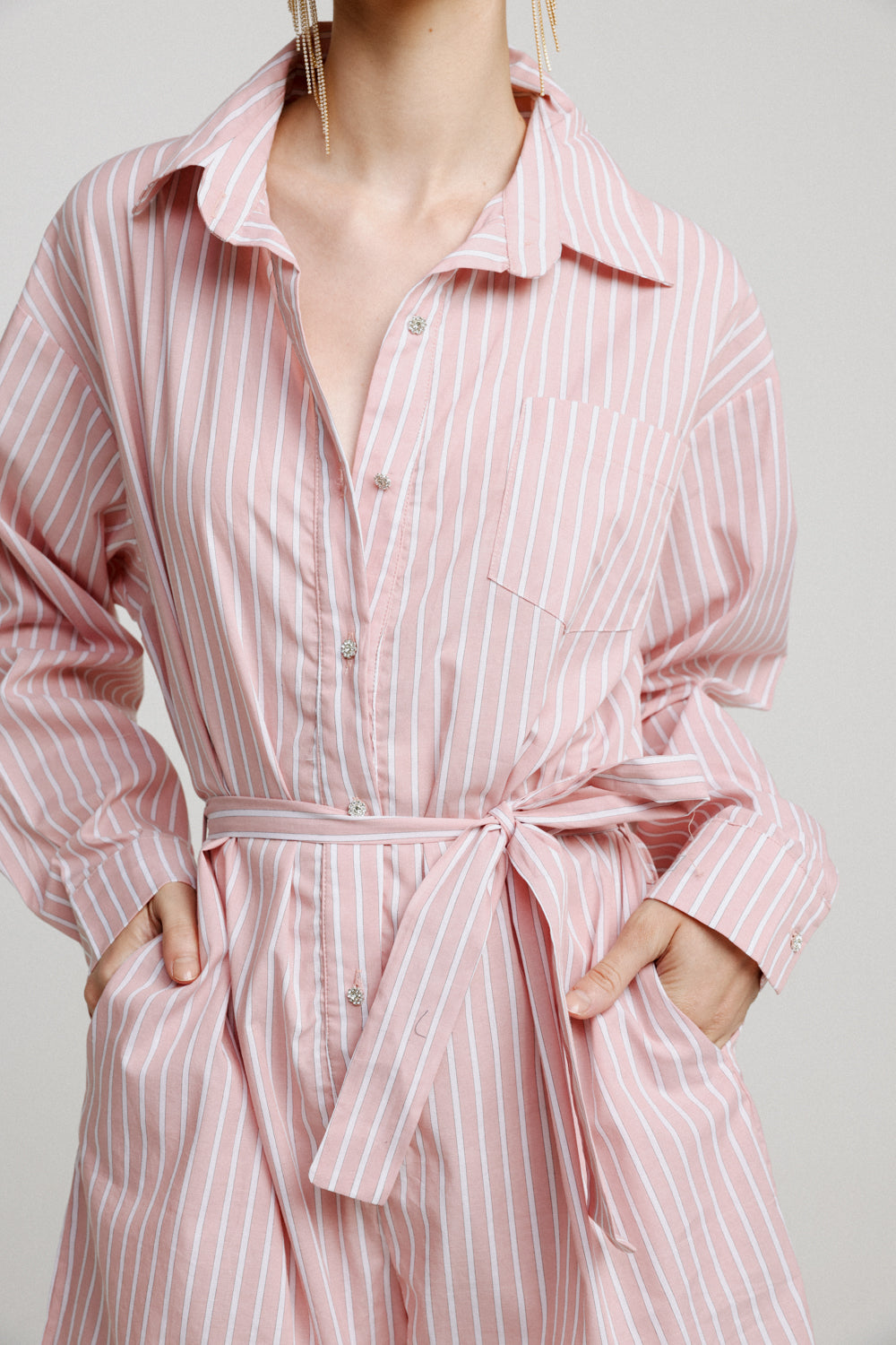 Be First Pink Striped Jumpsuit