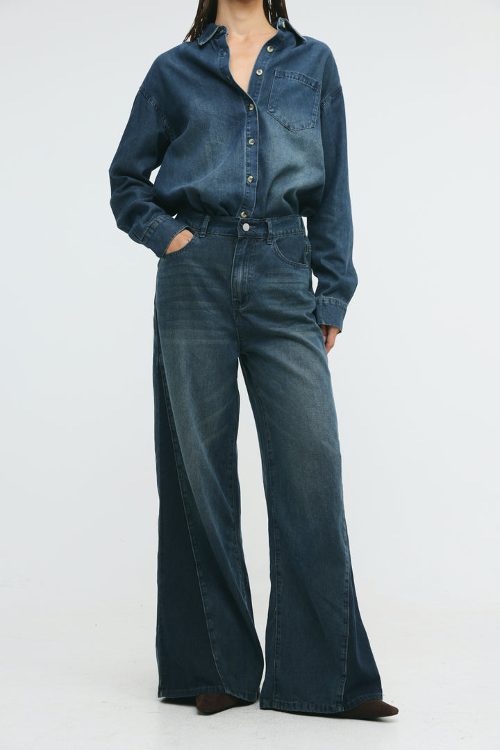 Honey Dark Blue Panel Denim