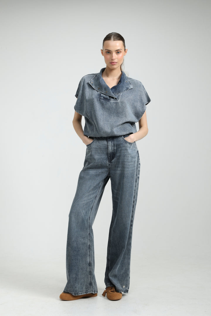 Amazed Light Blue Denim Polo