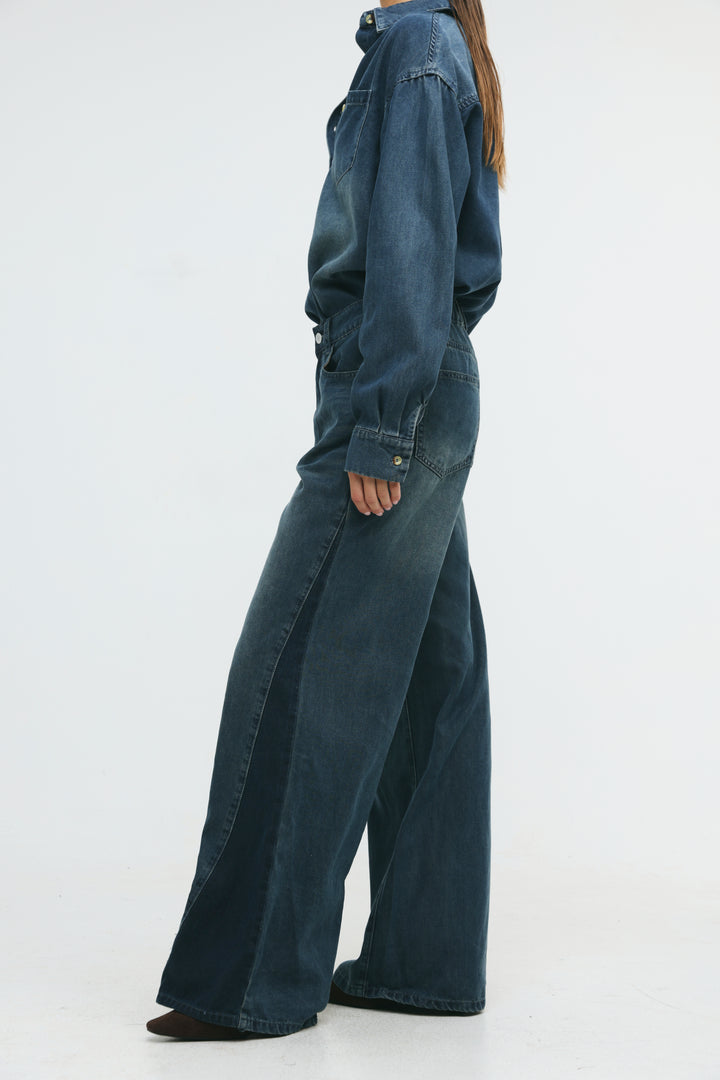 Honey Dark Blue Panel Denim