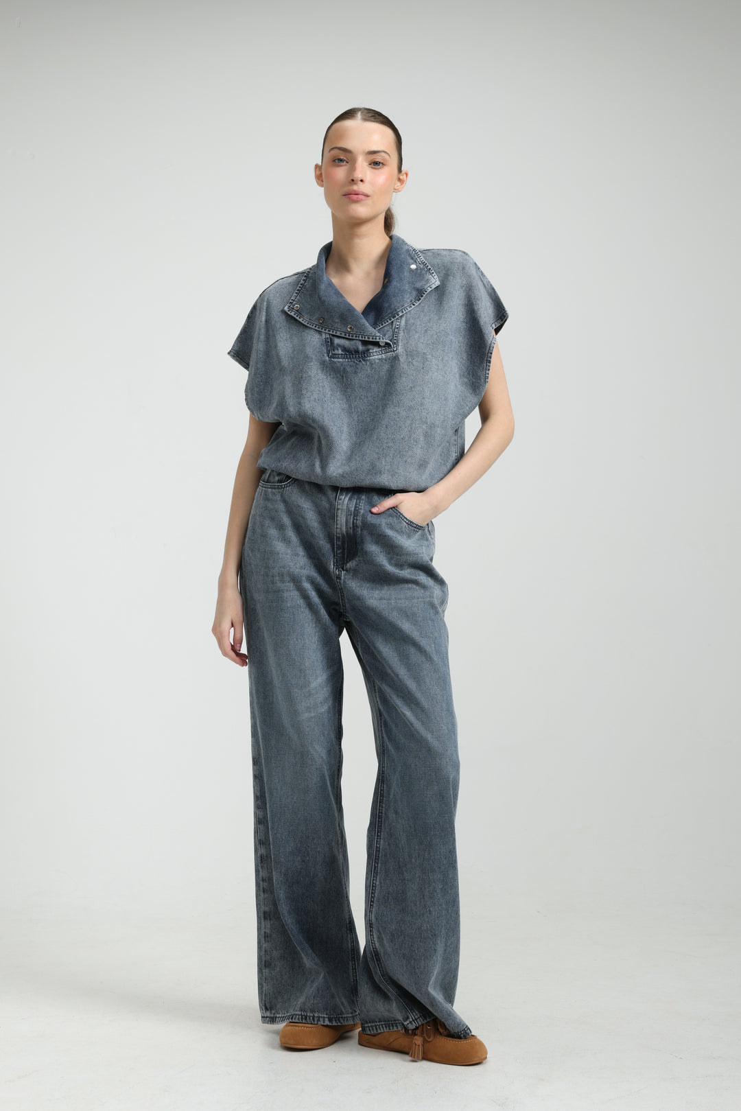 Amazed Light Blue Denim Polo