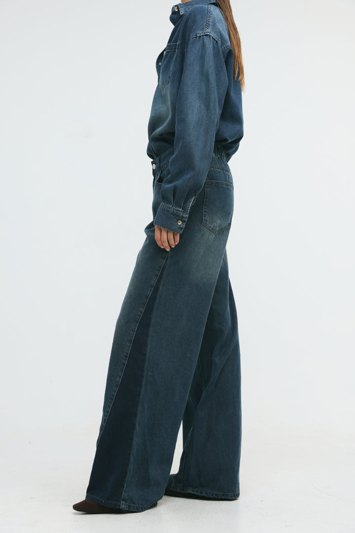 Honey Dark Blue Panel Denim