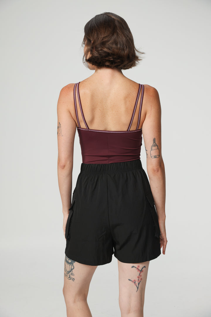 Black Nylon Cargo Shorts
