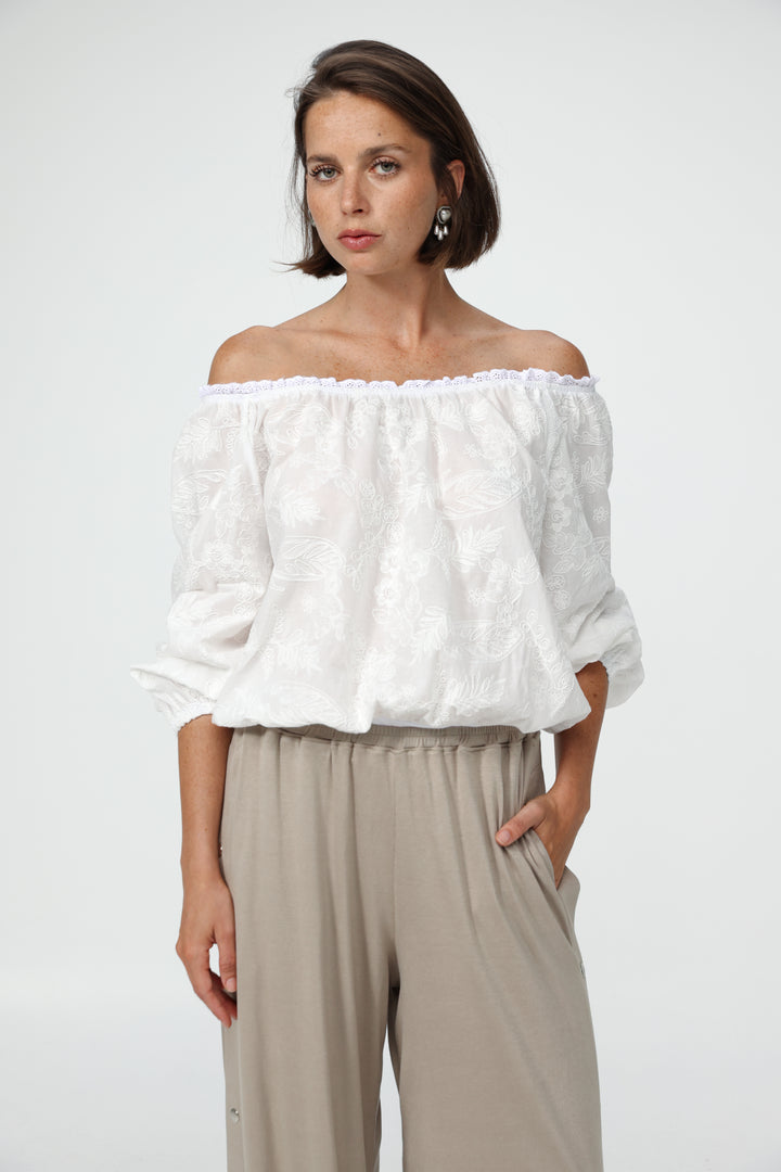 White Off-Shoulder Bodysuit