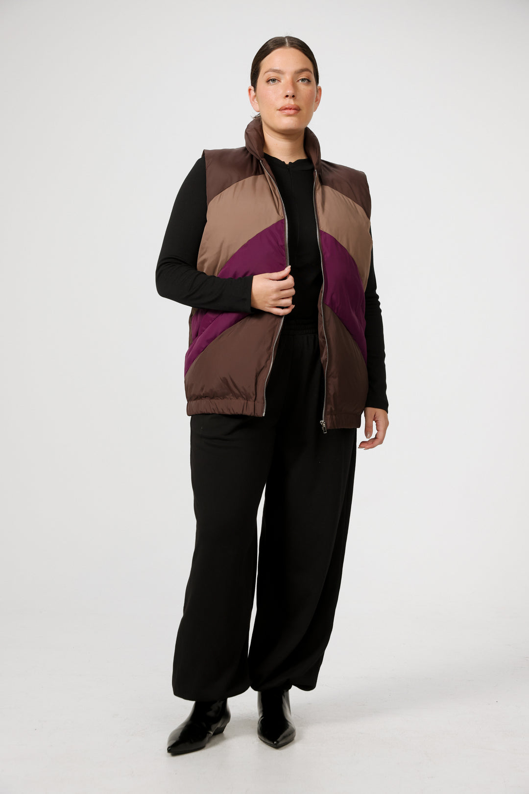 Quilted Panels Purple Vest