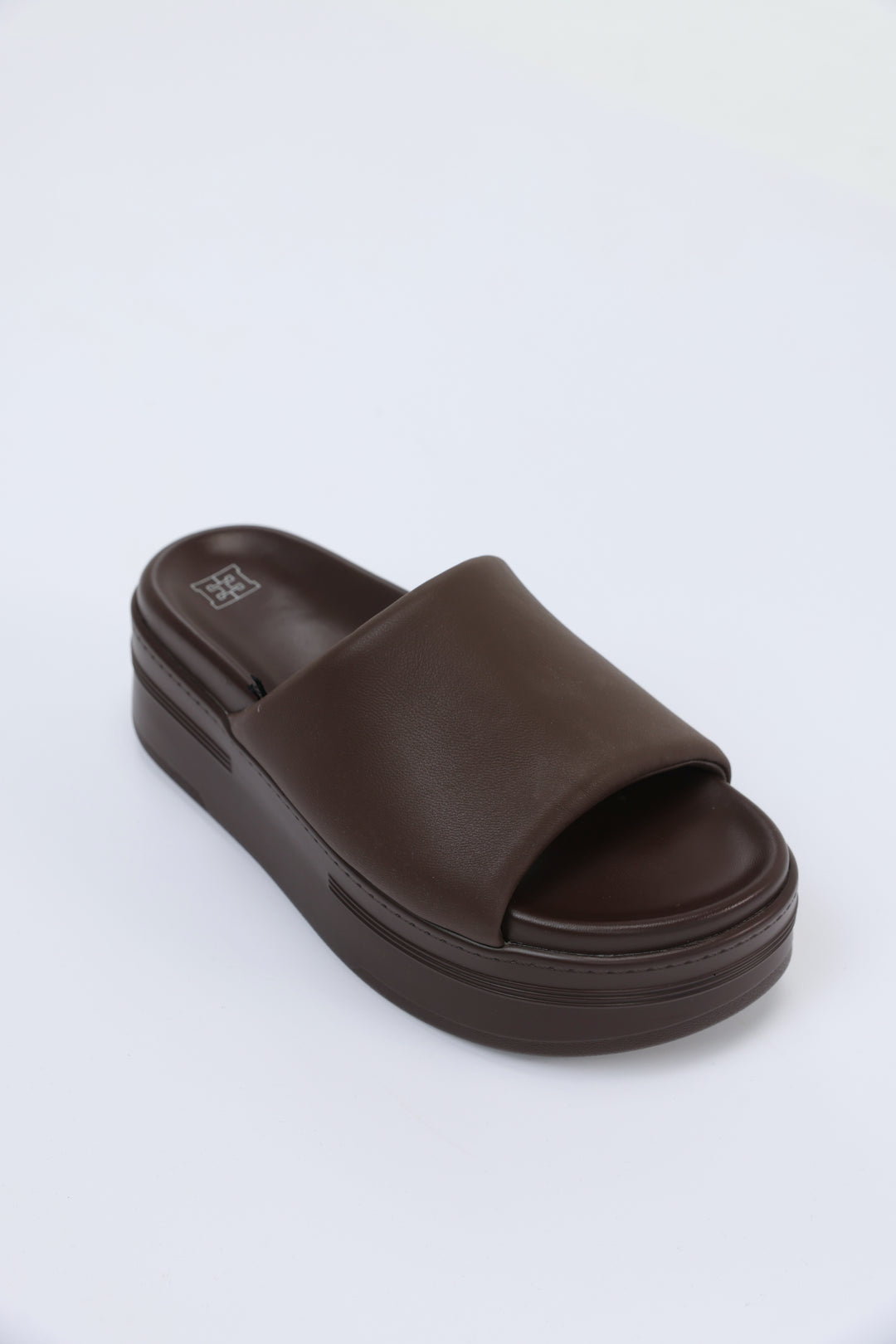 Chunky Brown Leather Slides